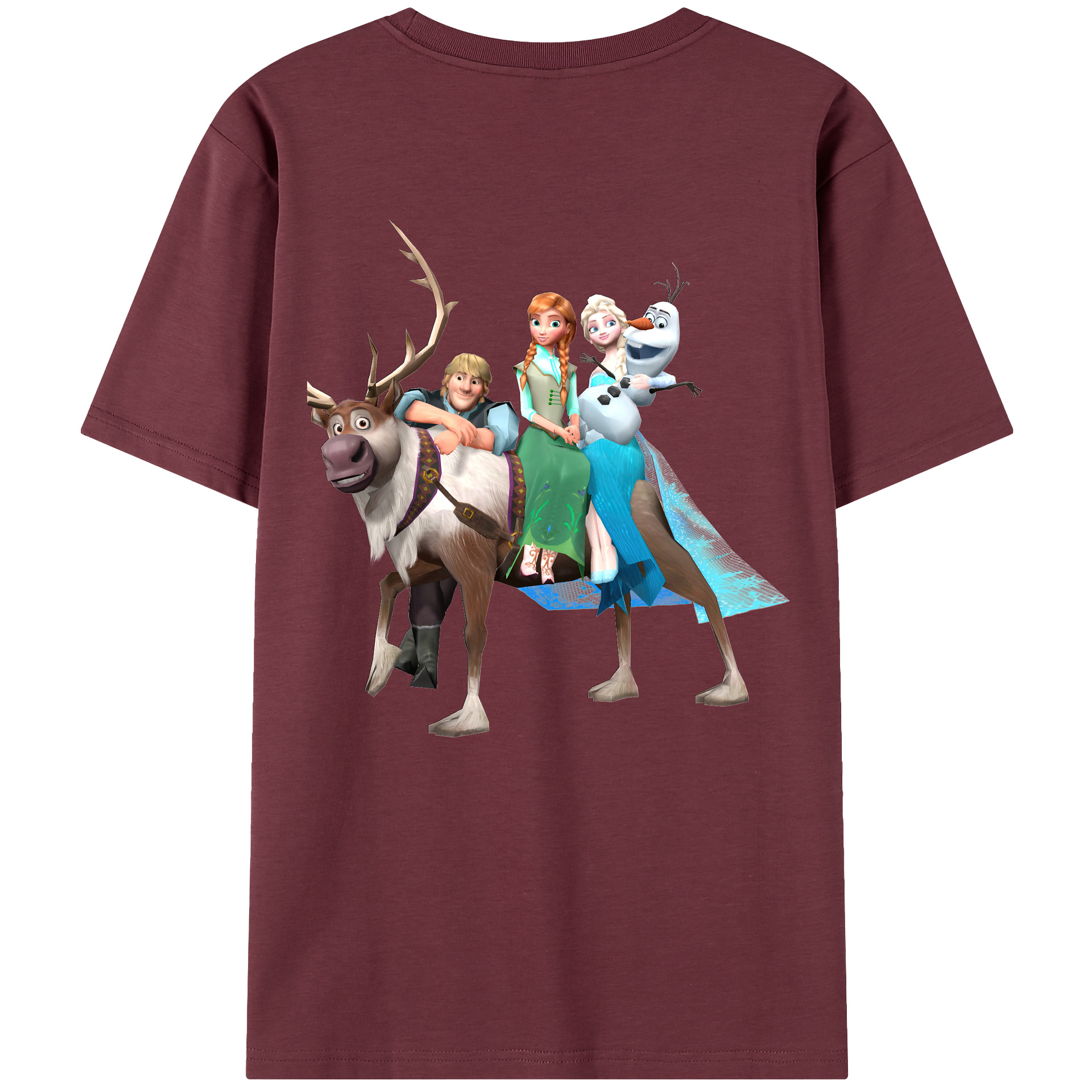 （画像用） アナと雪の女王 アンナ エルサ Frozen Anna Elsa 綿100％半袖Tシャツ（背面プリント）
